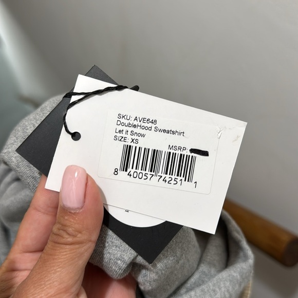 Ampersand Double Hood - Let it Snow - polka dot grey hoodie NWT - Picture 8 of 8